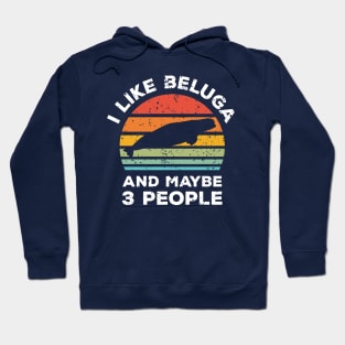 I Like Beluga and Maybe 3 People, Retro Vintage Sunset with Style Old Grainy Grunge Texture Hoodie